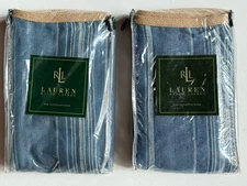 NEW PAIR! Ralph Lauren *EURO Pillow SHAMS Blue THE LANDING Linen Stripes STRIPED