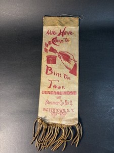 Antique Watertown NY Firefighting Ribbon Steamer Co.#2 & Central Hose