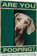Weimaraner Dog Vintage Tin Metal Signs Are You Pooping Sign Bathroom Funny Art P
