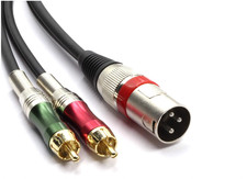 XLR Male to 2 x Phono RCA Plug Adapter Y Splitter Patch Cable 1.5 meters