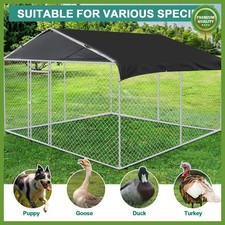 10x10ft Large Pet Dog Kennel Metal Cage Fence Outdoor Dog House Playpen w/Cover