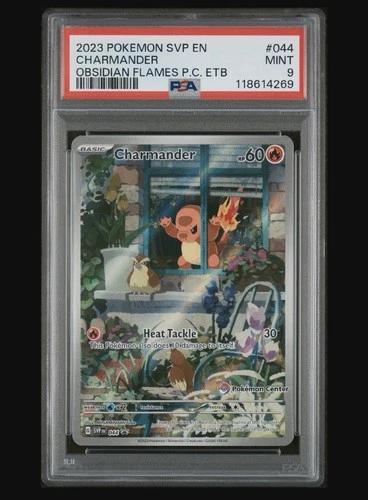 Pokémon TCG Obsidian Flames Charmander Card 044 Pokemon Center Stamped  PSA 9