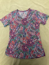 Vera Bradley Scrub Top Xs Womens Colorful Paisley Active Stretch