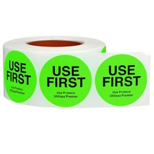 500 PCS 2 Inch Use First Stickers Food Service, Circular Day Food Labels