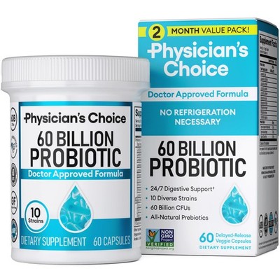 Physician's CHOICE Probiotics 60 Billion CFU - 10 60 Count (Pack of 1), Red