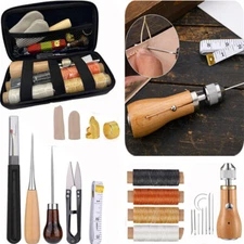 Sewing Awl Kit with Bag Portable Awl Tool Leather Sewing Waxed Thread Kit DIY