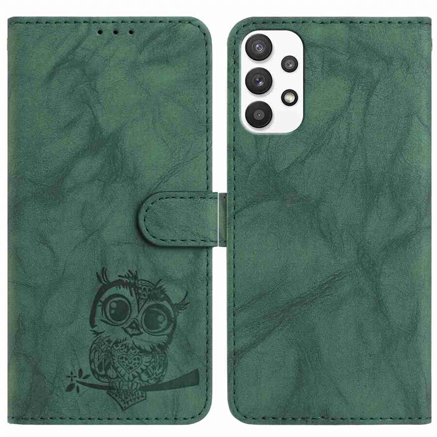 Funda tipo billetera de cuero de lujo con correa de búho para A16 A06 A56 A36 A55 A34 A26 A24 Foto 2 de 4
