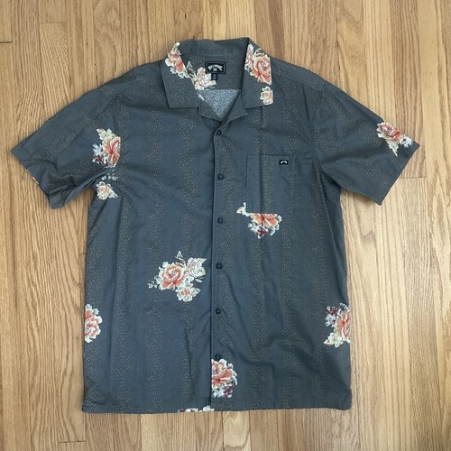 Billabong Men’s Camp Collar Shirt Cotton Viscose L Hawaiian Floral Print L