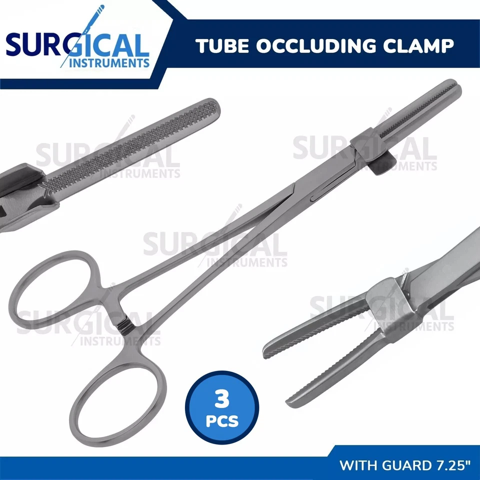 Pinzas de abrazadera de cierre TUBO 3 piezas con protector instrumentos quirúrgicos de 7,25" gr alemán Foto 2 de 3