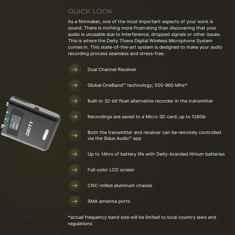 Deity Theos UHF Digital Wireless Microphone Full-color LCD Screen Global Version - Image 2 of 4