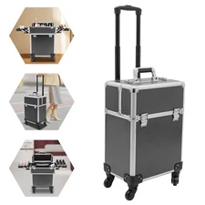 Rolling Makeup Train Case Cosmetic Trolley Makeup Travel Makeup Organizer Black
