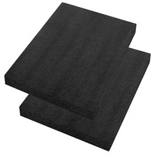 2 Pcs 12 x 16 x 1INCH Black Polyurethene Foam SheetsCuttable Packing Foam Blo...