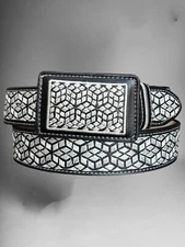 Cinto bordado vaquero Charro de piel Men’s Western Cowboy Belt embroidered