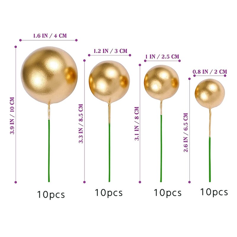 40 StüCke Kuchendeckel Gold Ball Cupcake Topper Kuchendekorationen für