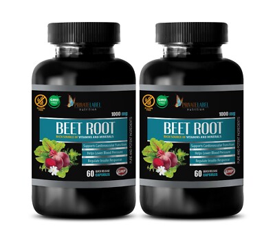 Enhances productivity - BEET ROOT - Packed with fiber 2 Bottles 120 Capsules