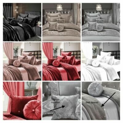 LUXUS CRUSHED VELVET DEKORATIV 3-TEILIG BETTBEZUG BETTWÄSCHE SET KING/DOUBLE