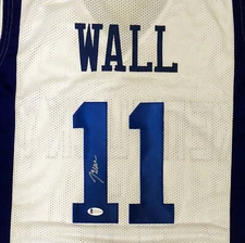 KENTUCKY WILDCATS JOHN WALL AUTOGRAPHED WHITE JERSEY BECKETT BAS STOCK #192169