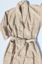 Sauna Bathrobe Sport Kimono Morning Coat Sponge Belt Air Stripes BEIGE