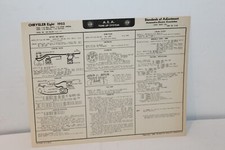 1952 CHRYSLER EIGHT CYLINDER TUNE UP CHART  W/WIRING DIAGRAMS 