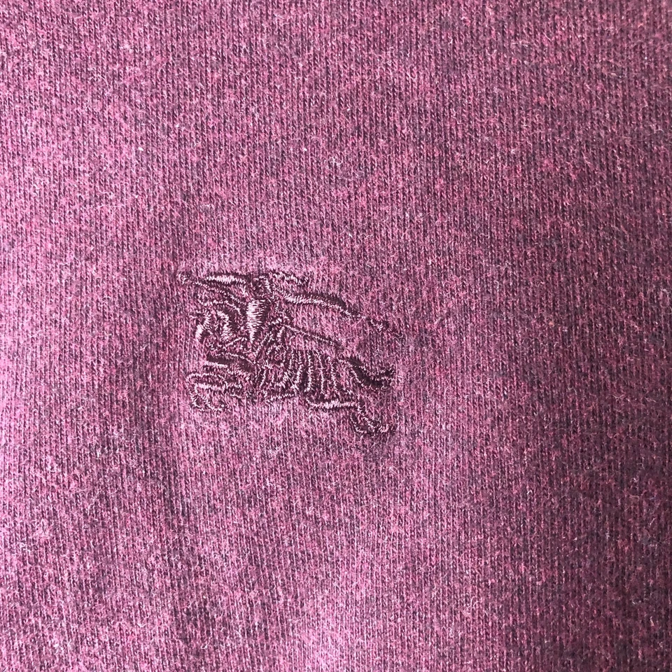 BURBERRY BRIT Purple Equestrian Knight Logo 1/4 Zip W/ Buttons Pullover Sweater - Image 2 of 4