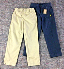2 Boys Lands End Chico Dress School Pants Tan Navy Size 10