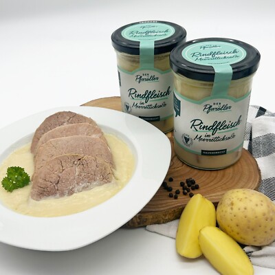 Fertiggericht | Rindfleisch in Meerrettichsoße | hausgemacht | 2 Gläser á 400 gr
