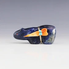 NATIVE AMERICAN ZUNI SODALITE MOUNTAIN LION FETISH BY LELAND BOONE & DAPHNE QUAM