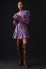  NWT ANTHROPOLOGIE FARM RIO X ANTHROPOLOGIE RUFFLED MOCK-NECK DRESS- SIZE SMALL