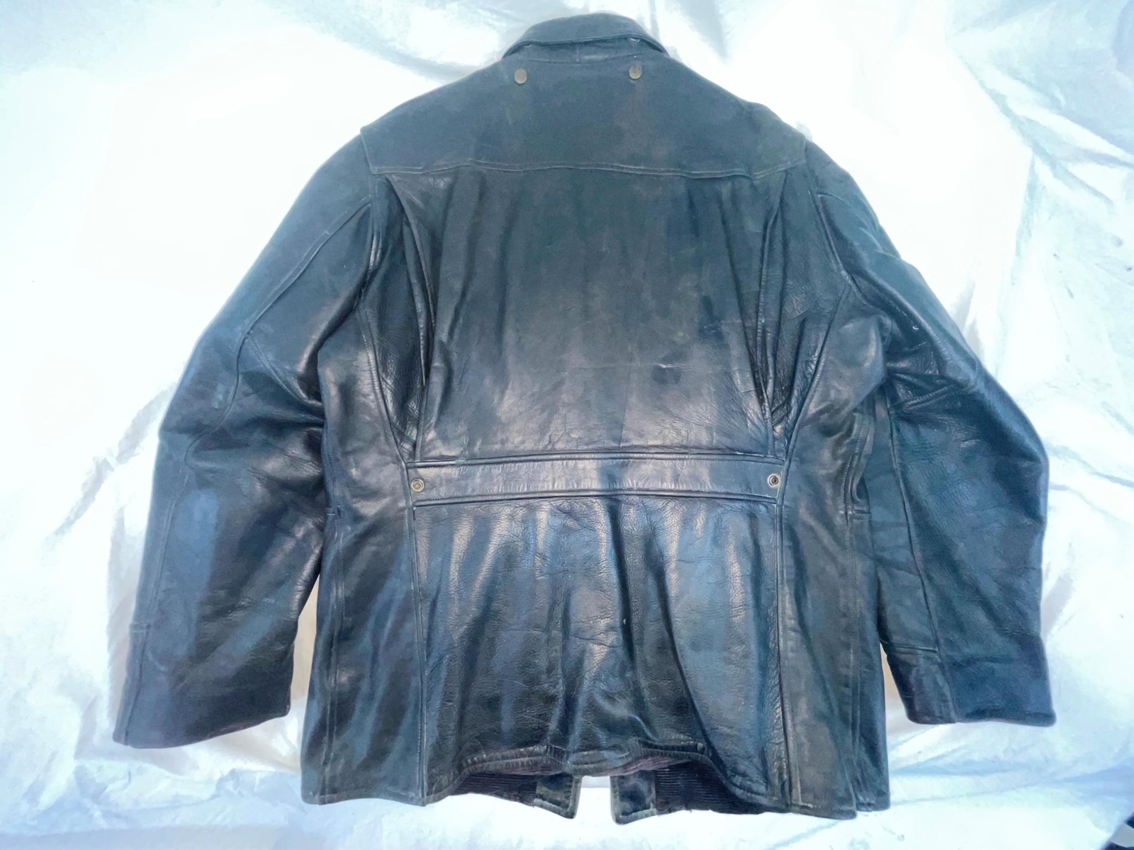 VTG 50s LARGE HARLEY DAVIDSON TOWNSMAN MOTORCYCLE HORSEHIDE LONG LEATHER JACKET image 6