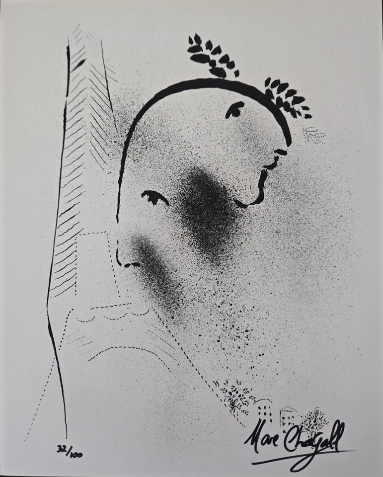 Impresión original firmada a mano por Marc Chagall con certificado de autenticidad y +$3.500 USD de valoración Foto 2 de 4