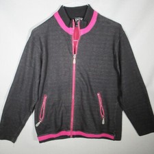 Lavon Track Jacket Womens Large Black Pink Full Zip Vintage Grandmacore