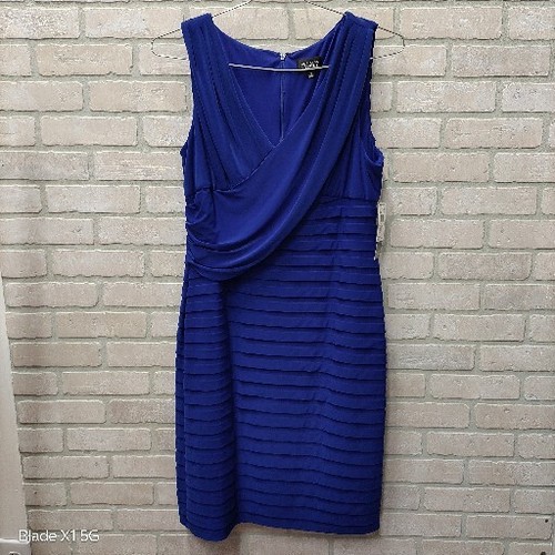 Nordstrom NWT Adrianna Papell Blue Sleeveless Midi Pencil Dress Pleated Size 16 - Picture 2 of 12