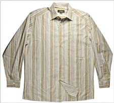 Ermenegildo Zegna Mens Shirt L Brown Striped Made in Italy Designer Vintage