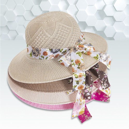 Cappelli da sole donna cappelli cappello di paglia tesa larga donna panama berretti protezione solare - Foto 3 di 15