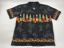 VTG Hawaiian Bottles of Beer Hawaii Style Camp Shirt Black Multi Color XL