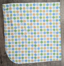 Luvable Friends Nwot 28x28 Blue Green Polka Dot Flannel Receiving Blanket