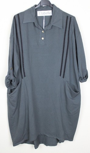 New Ladies Longline Lagenlook Casual Comfy 2 Pockets Cotton Tunic Dress Top - Picture 7 of 10