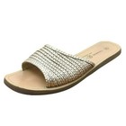 Chinese Laundry Moonshine Slide Sandals 9 Leather Rose Gold Woven Top Flat Comfy