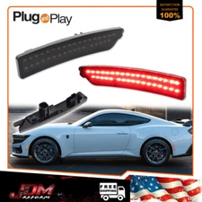 For Ford Mustang 2024-2025  Smoke Lens Full Red LED Rear Side Marker Lights 2PCS