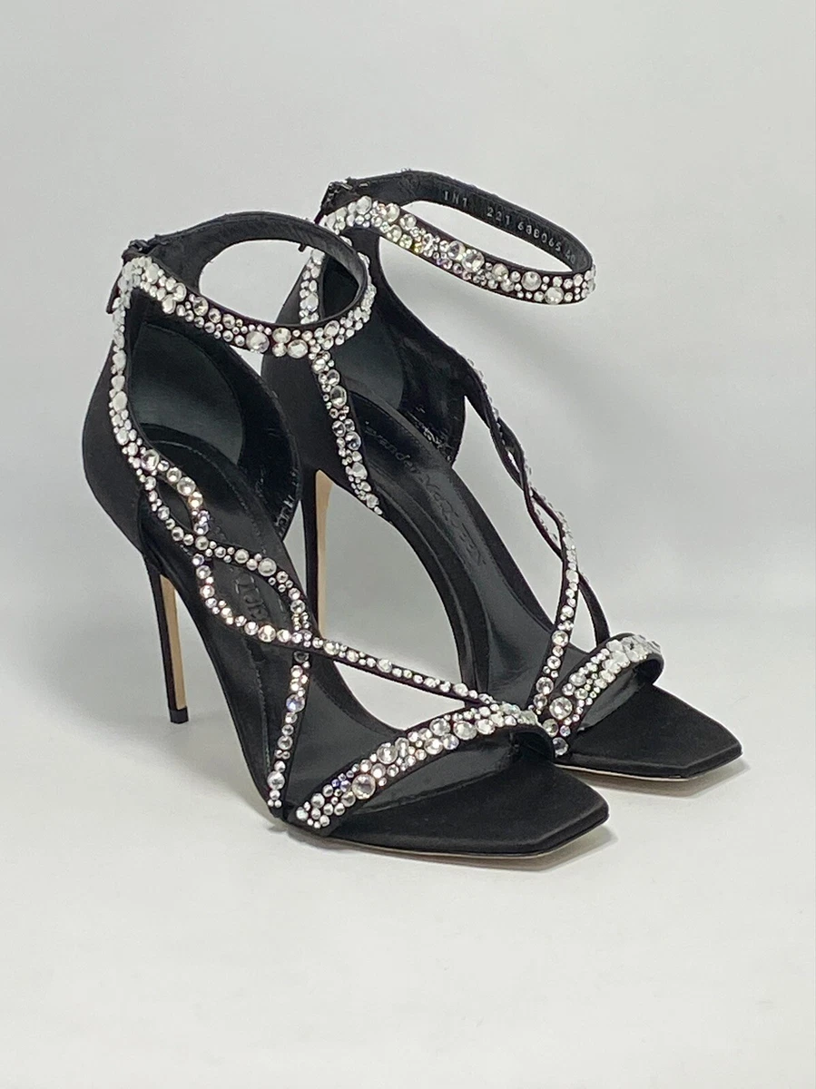 1290 Alexander McQueen Crystal Embellished Satin High Heel