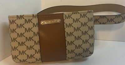 NEW MICHAEL KORS BELT BAG FANNY PACK L/XL BROWN MK SIGNATURE 