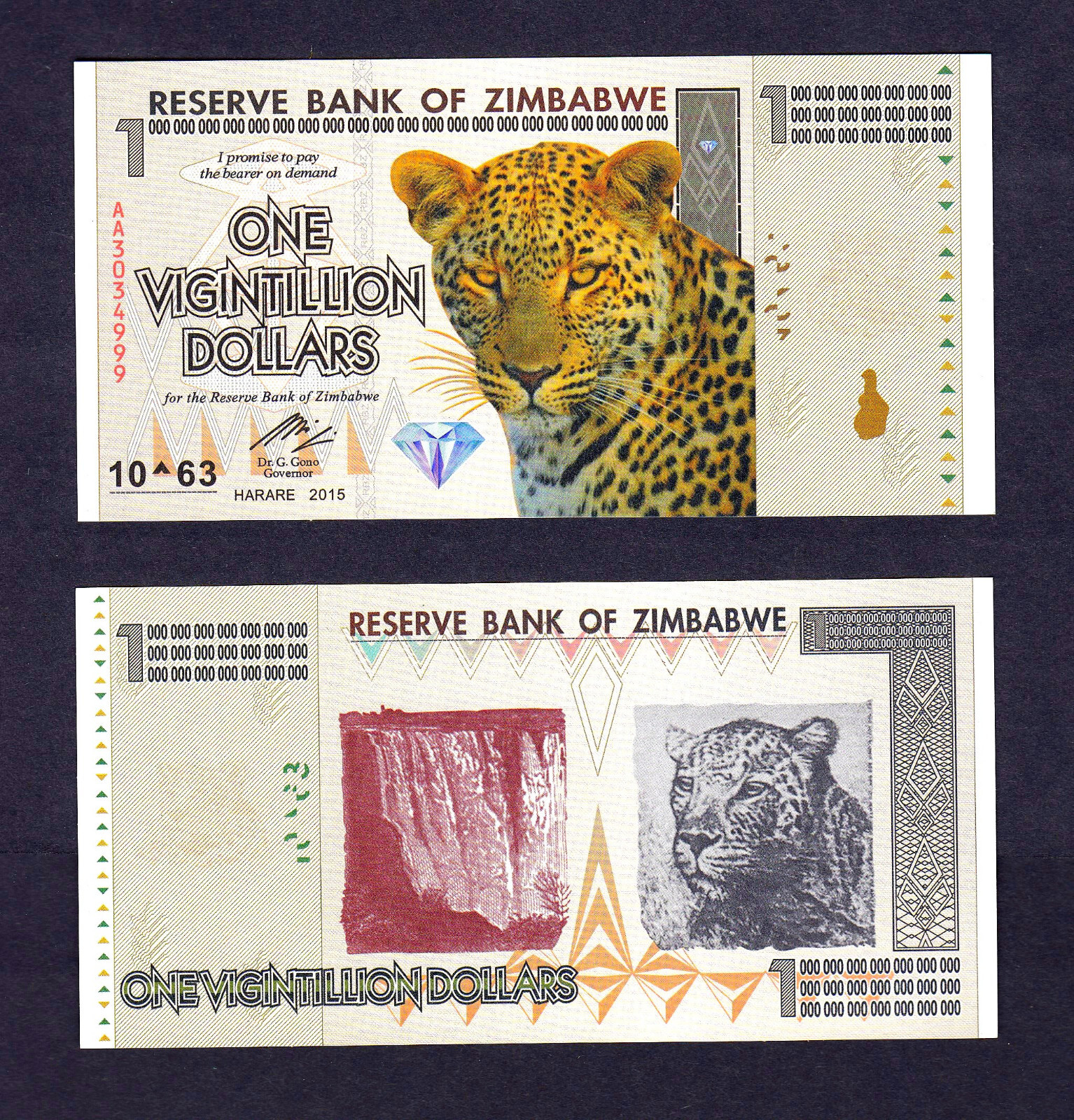 ZIMBABWE BILLET TEST 1 VIGINTILLION DOLLARS ★★ K eBay