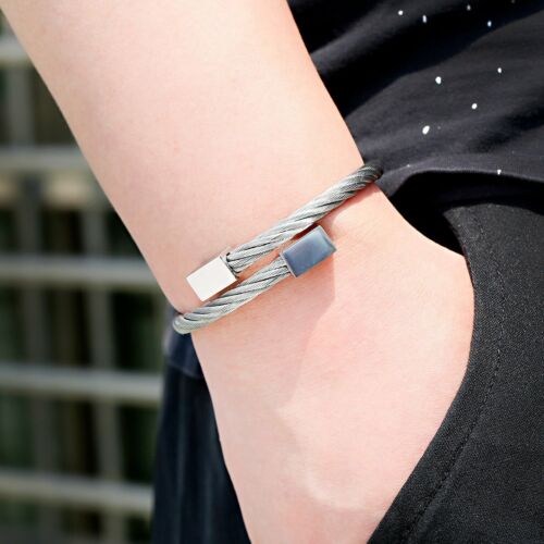 Men Women Stainless Steel Gold Silver Cable Wire Bracelet Bangle Fashion Jewelry - Picture 13 of 43