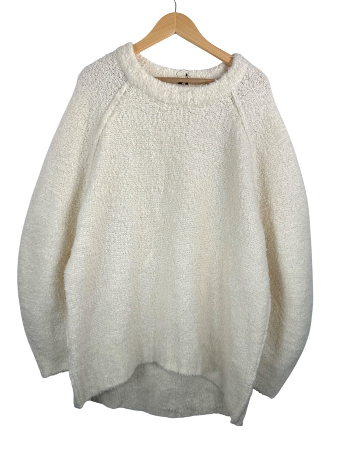 Free People Teddy Bear Tunic oversized cozy wool blend cream 90s sz M