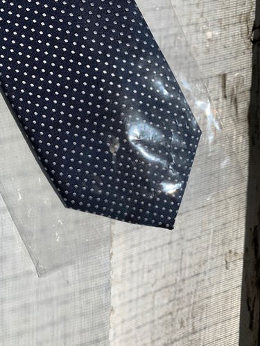 Puccini Mens Neck Tie Navy Blue Polka Dot Hand Made 100% Microfiber