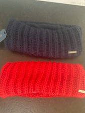 Nautica Women's Knit Winter Headband Fleece Lined Red Navy   