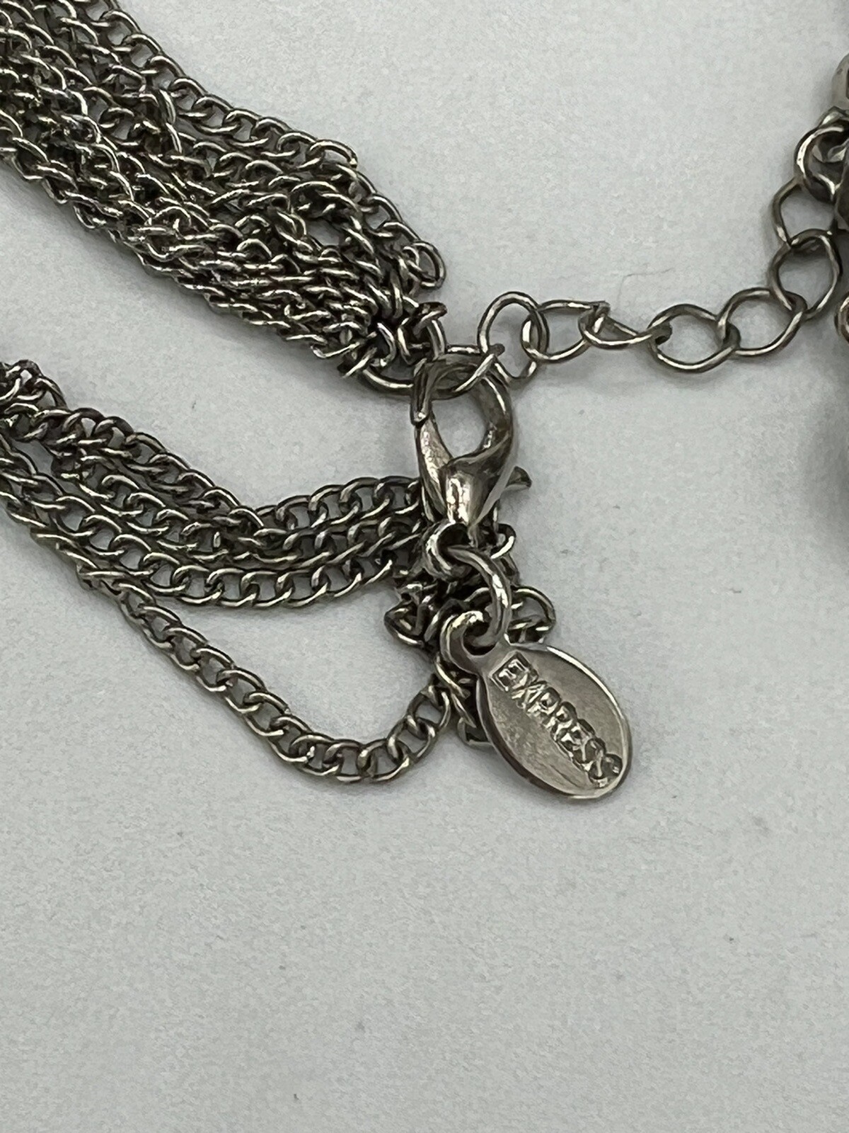Express Silver Double Strand Multi Chain Beaded N… - image 5