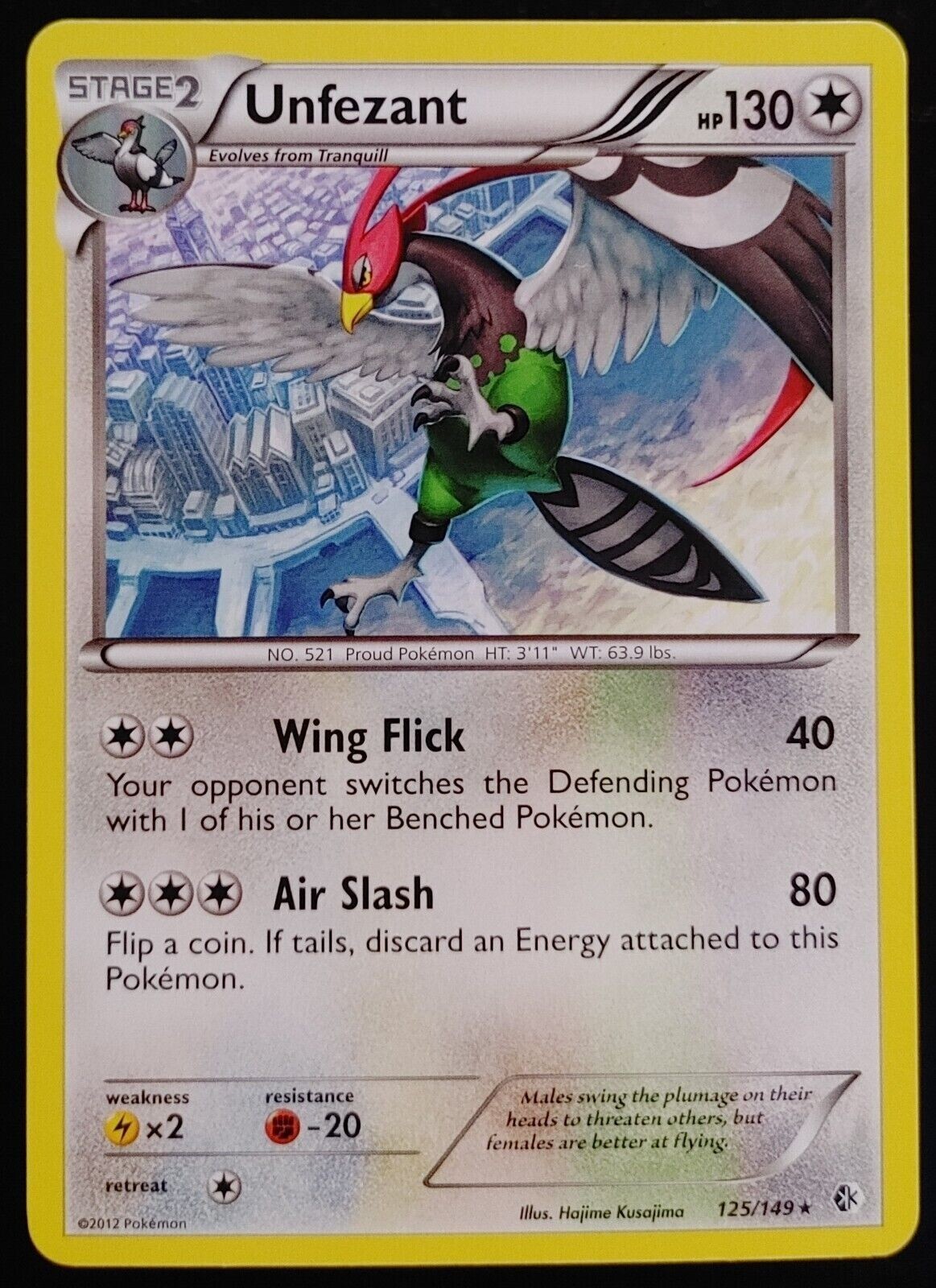 Pokemon - Unfezant - 125/149 - Rare - BW - Boundaries Crossed - NM/M