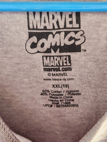 Womens Size XXL (19) Marvel Comics Top Character Print Grey Shirt Tie up - Picture 3 of 4
