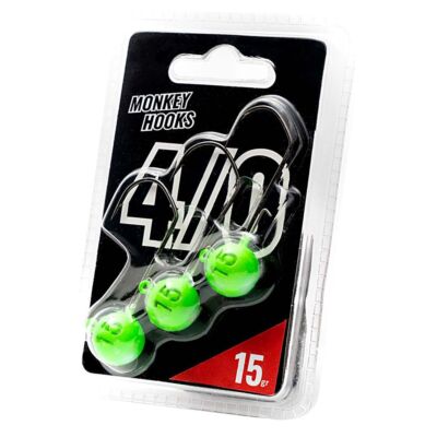 Monkey Lures - MNKY Hook 4/0 - green-white - 3 Stück - alle Gewichte - 